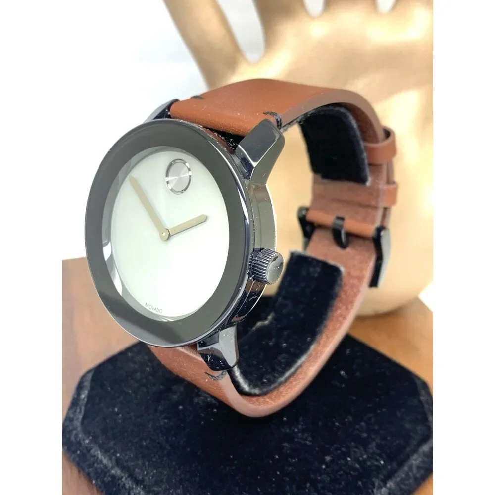Movado Men's Watch 3600442 Bold Swiss Quartz Gray Dial 42mm Brown Leather Strap
